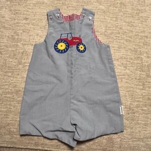 The Bailey Boys Tractor Jon‎ Jon Longall 24M Blue Gingham Lined